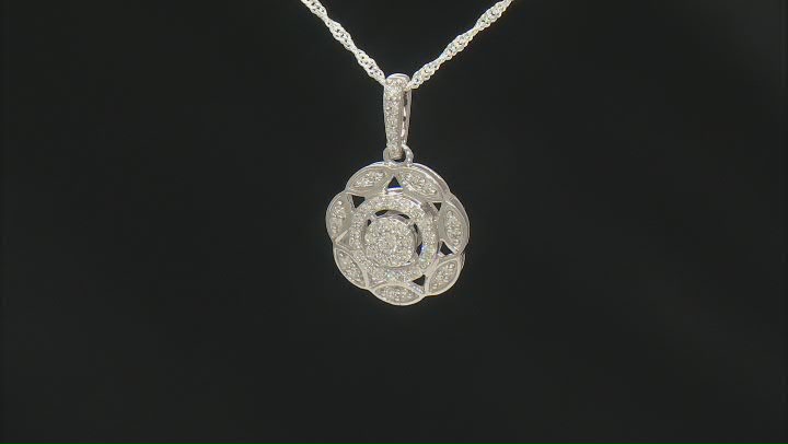 White Lab-Grown Diamond Rhodium Over Sterling Silver Pendant With 18" Singapore Chain 0.55ctw Video Thumbnail