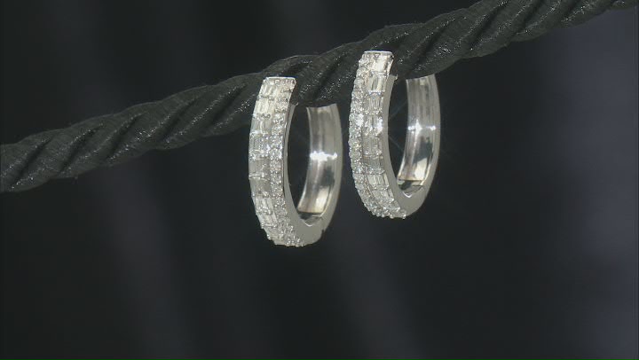 White Lab-Grown Diamond Rhodium Over Sterling Silver Earrings 0.50ctw Video Thumbnail