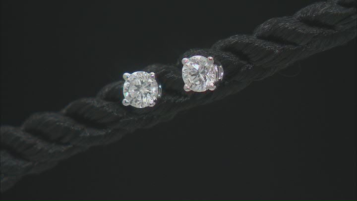 White Lab-Grown Diamond F VS 10k White Gold Solitaire Stud Earrings 0.25ctw Video Thumbnail