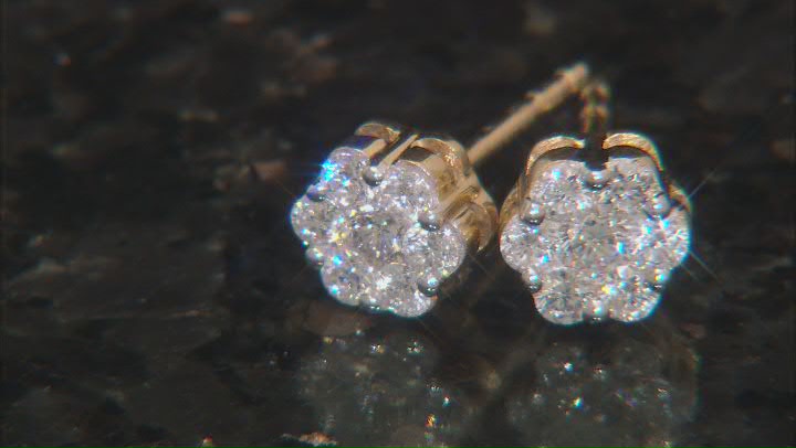 White Lab-Grown Diamond H SI1 14k Yellow Gold Over Sterling Silver Cluster Stud Earrings 0.50ctw Video Thumbnail