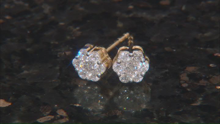 White Lab-Grown Diamond H SI1 14k Yellow Gold Over Sterling Silver Cluster Stud Earrings 0.50ctw Video Thumbnail