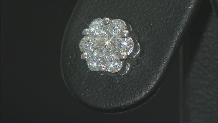 White Lab-Grown Diamond H SI1 Rhodium Over Sterling Silver Cluster Stud Earrings 1.00ctw Video Thumbnail