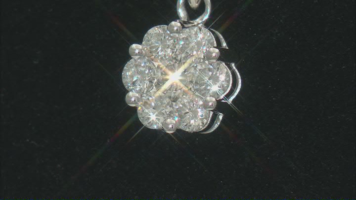 White Lab-Grown Diamond H SI1 Rhodium Over Sterling Silver Cluster Pendant 1.00ctw Video Thumbnail