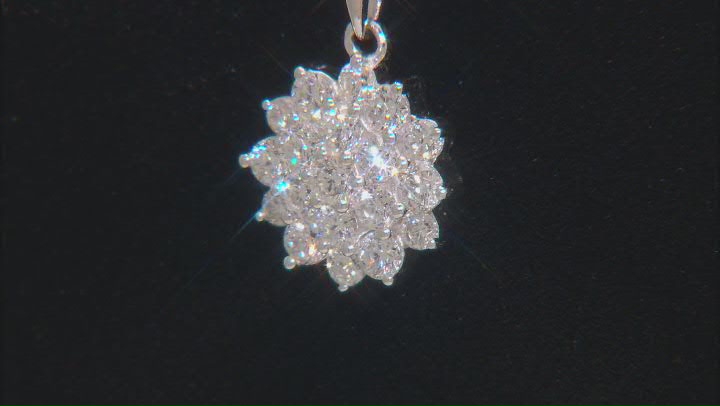 White Lab-Grown Diamond H SI1 Rhodium Over Sterling Silver Cluster Pendant With Chain 0.60ctw Video Thumbnail