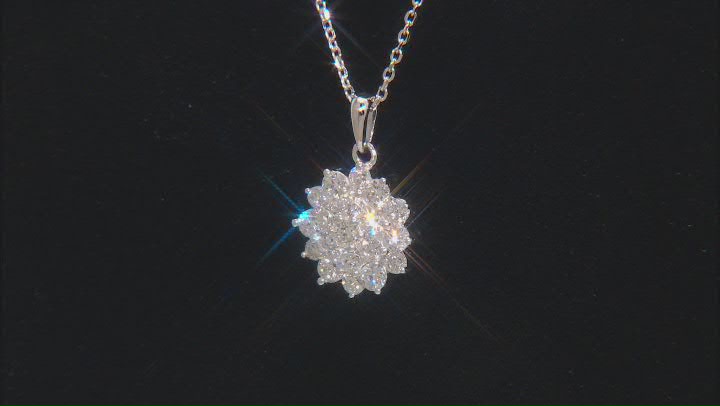 White Lab-Grown Diamond H SI1 Rhodium Over Sterling Silver Cluster Pendant With Chain 0.60ctw Video Thumbnail