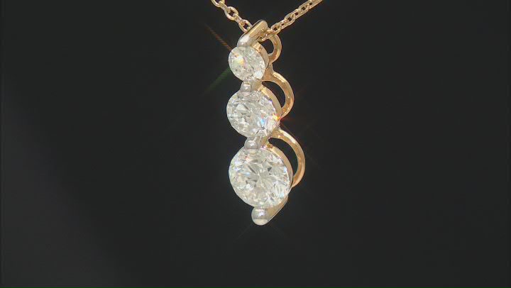 White Lab-Grown Diamond H SI1 14k Yellow Gold Over Sterling Silver 3-Stone Slide Pendant 1.00ctw Video Thumbnail