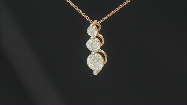 White Lab-Grown Diamond H SI1 14k Yellow Gold Over Sterling Silver 3-Stone Slide Pendant 1.00ctw Video Thumbnail