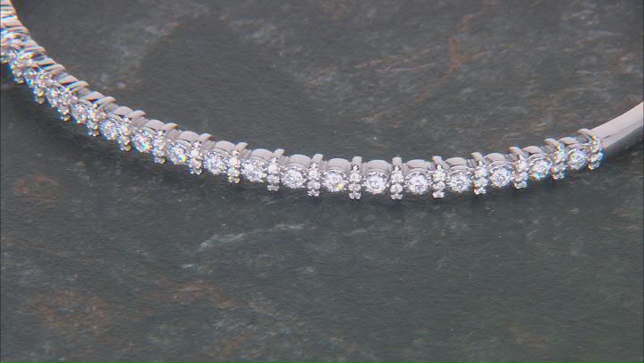 White Lab-Grown Diamond F SI2 Rhodium Over Sterling Silver Bangle Bracelet 0.50ctw Video Thumbnail