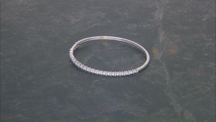 White Lab-Grown Diamond F SI2 Rhodium Over Sterling Silver Bangle Bracelet 0.50ctw Video Thumbnail