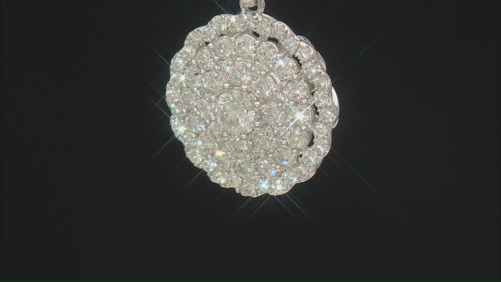 White Lab-Grown Diamond F SI2 Rhodium Over Sterling Silver Cluster Pendant 1.00ctw Video Thumbnail