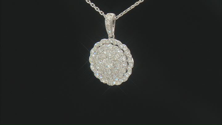 White Lab-Grown Diamond F SI2 Rhodium Over Sterling Silver Cluster Pendant 1.00ctw Video Thumbnail