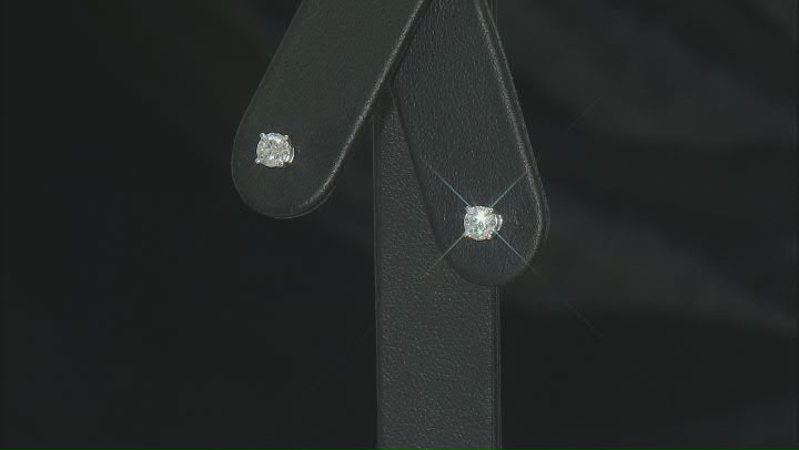 White Lab-Grown Diamond G VS 10k White Gold Solitaire Stud Earrings 0.75ctw Video Thumbnail