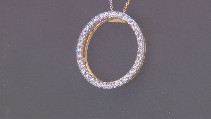 White Lab-Grown Diamond G SI 14k Yellow Gold Circle Slide Pendant With Cable Chain 0.50ctw Video Thumbnail