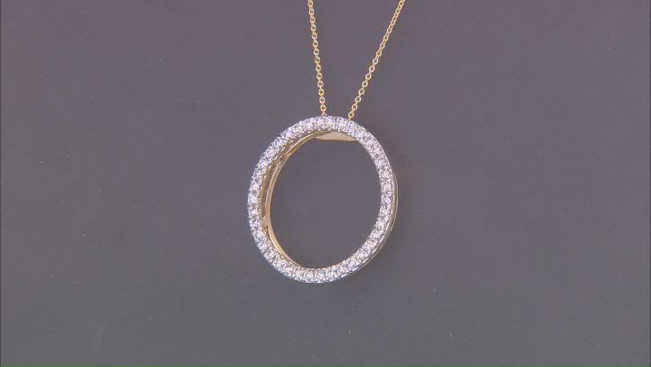 White Lab-Grown Diamond G SI 14k Yellow Gold Circle Slide Pendant With Cable Chain 0.50ctw Video Thumbnail