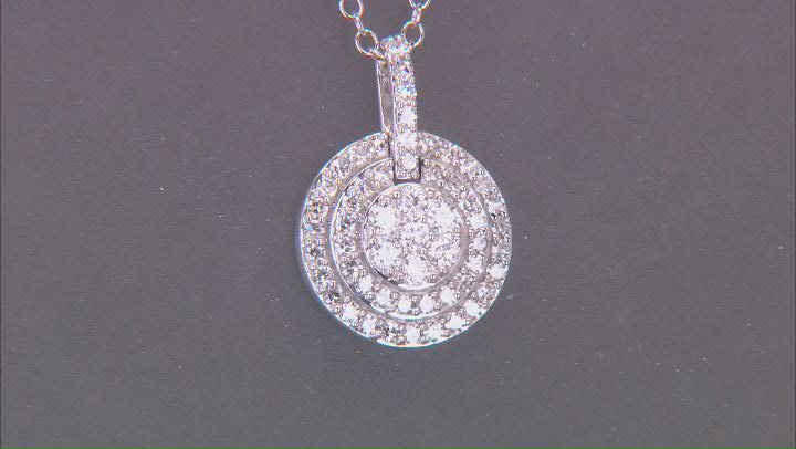 White Lab-Grown Diamond H SI Rhodium Over Sterling Silver Dangle Pendant With Chain 0.50ctw Video Thumbnail