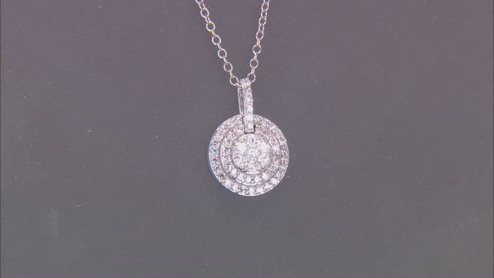 White Lab-Grown Diamond H SI Rhodium Over Sterling Silver Dangle Pendant With Chain 0.50ctw Video Thumbnail