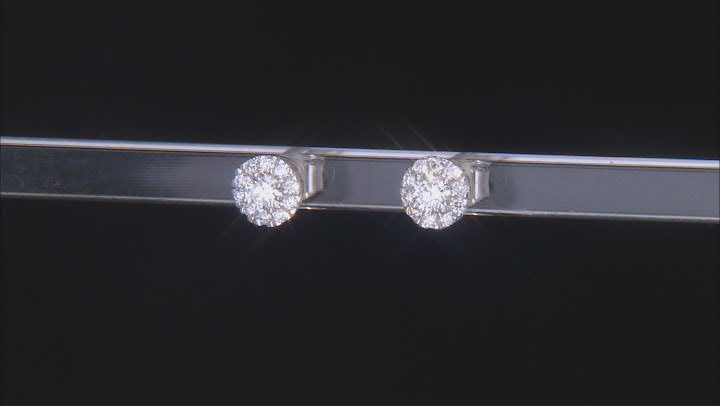 White Lab-Grown Diamond H SI1 Rhodium Over Sterling Silver Stud Earrings 1.00ctw Video Thumbnail