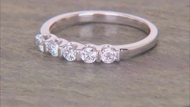 White Lab-Grown Diamond H SI1 Rhodium Over Sterling Silver Band Ring 0.50ctw Video Thumbnail