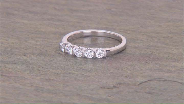 White Lab-Grown Diamond H SI1 Rhodium Over Sterling Silver Band Ring 0.50ctw Video Thumbnail