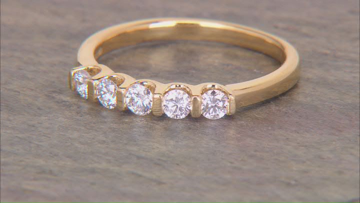 White Lab-Grown Diamond H SI1 14k Yellow Gold Over Sterling Silver Band Ring 0.50ctw Video Thumbnail