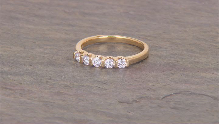 White Lab-Grown Diamond H SI1 14k Yellow Gold Over Sterling Silver Band Ring 0.50ctw Video Thumbnail