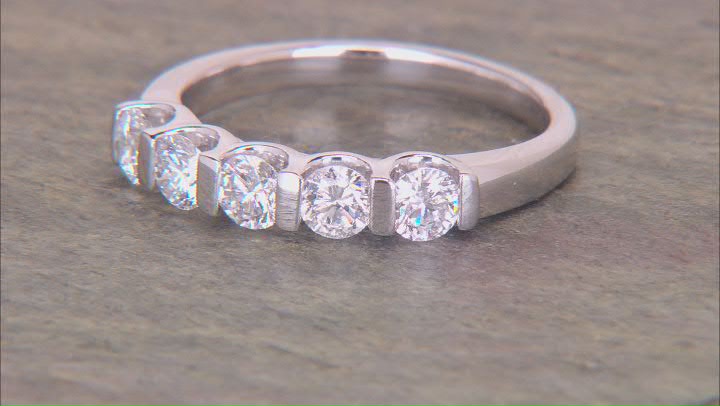 White Lab-Grown Diamond H SI1 Rhodium Over Sterling Silver Band Ring 1.00ctw Video Thumbnail