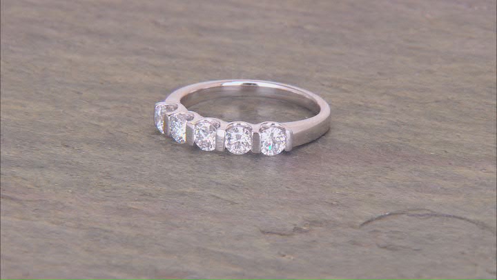 White Lab-Grown Diamond H SI1 Rhodium Over Sterling Silver Band Ring 1.00ctw Video Thumbnail