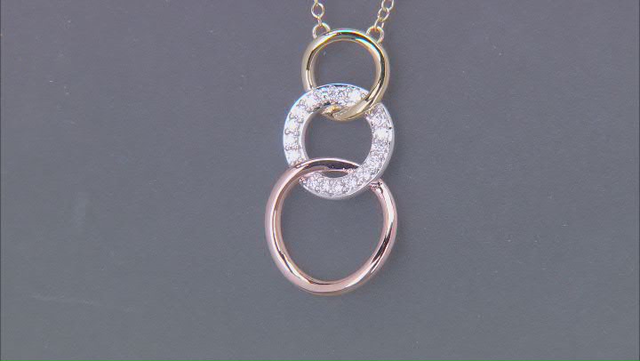 White Lab-Grown Diamond H SI Rhodium And 18k Gold Over Sterling Silver Circle Necklace 0.20ctw Video Thumbnail