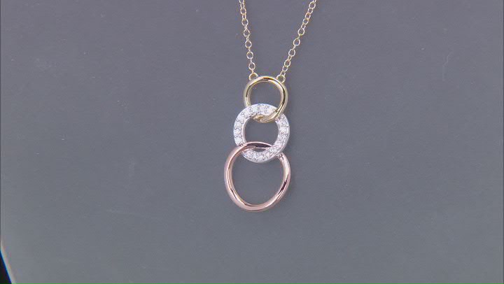 White Lab-Grown Diamond H SI Rhodium And 18k Gold Over Sterling Silver Circle Necklace 0.20ctw Video Thumbnail