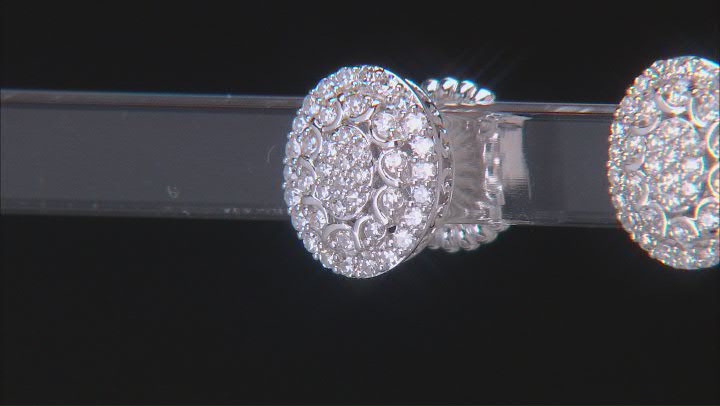 White Lab-Grown Diamond H SI Rhodium Over Sterling Silver Cluster Stud Earrings 0.50ctw Video Thumbnail