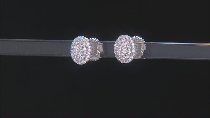White Lab-Grown Diamond H SI Rhodium Over Sterling Silver Cluster Stud Earrings 0.50ctw Video Thumbnail