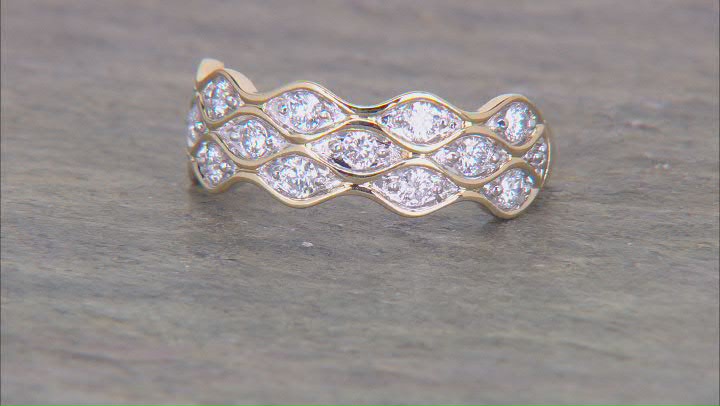 White Lab-Grown Diamond H SI 18k Yellow Gold Over Sterling Silver Band Ring 0.50ctw Video Thumbnail