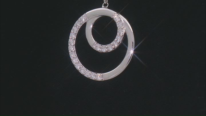 Round White Lab-Grown Diamond H SI1 Rhodium Over Sterling Silver Circle Pendant With Chain 0.50ctw Video Thumbnail