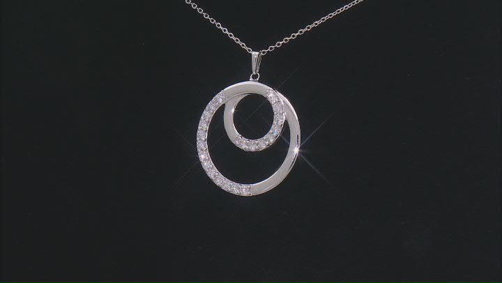 Round White Lab-Grown Diamond H SI1 Rhodium Over Sterling Silver Circle Pendant With Chain 0.50ctw Video Thumbnail