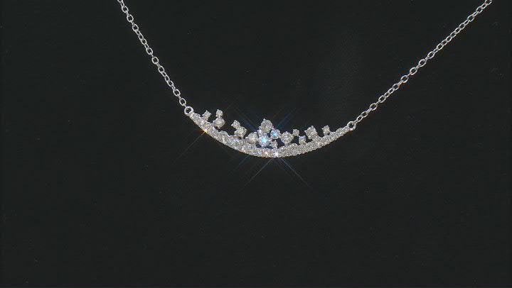 White Lab-Grown Diamond G SI Rhodium Over Sterling Silver Bar Necklace 0.75ctw Video Thumbnail