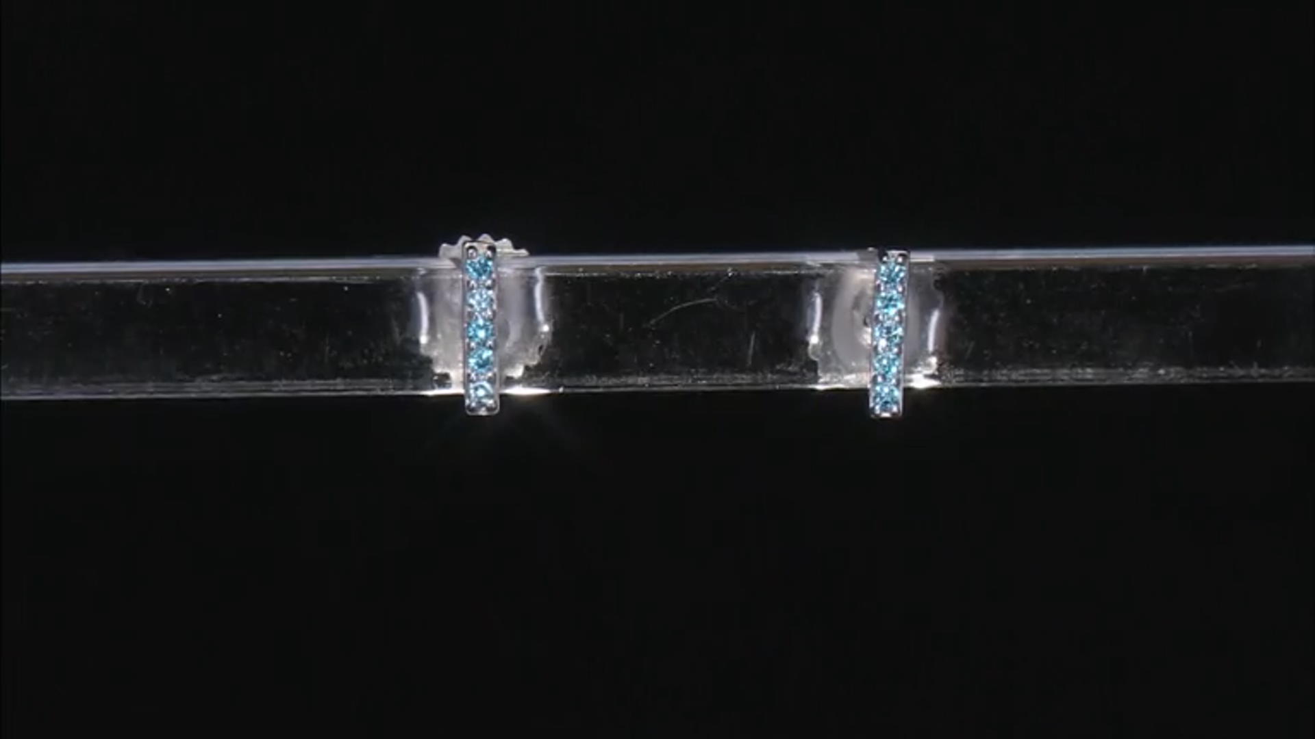 Blue Lab-Grown Diamond SI Rhodium Over Sterling Silver Stud Earrings 0.10ctw Video Thumbnail
