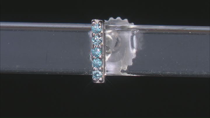 Blue Lab-Grown Diamond SI Rhodium Over Sterling Silver Stud Earrings 0.10ctw Video Thumbnail