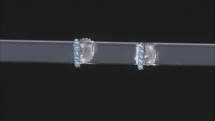 Blue Lab-Grown Diamond SI Rhodium Over Sterling Silver Stud Earrings 0.10ctw Video Thumbnail
