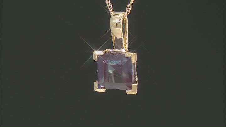Blue Lab Created Alexandrite 10k Yellow Gold Solitaire Pendant With Chain 1.10ct Video Thumbnail