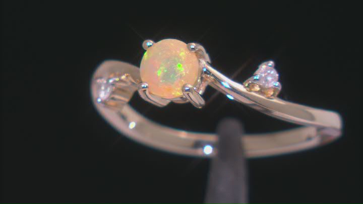 Multi Color Opal 10K Yellow Gold Ring 0.32ctw Video Thumbnail