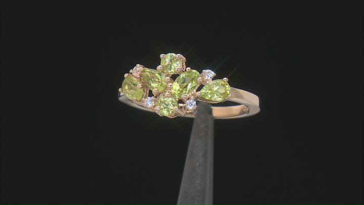 Green Peridot 10k Yellow Gold August Birthstone Band Ring 1.01ctw Video Thumbnail