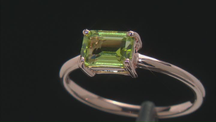 Green Peridot 10k Rose Gold August Birthstone Ring 0.87ct Video Thumbnail