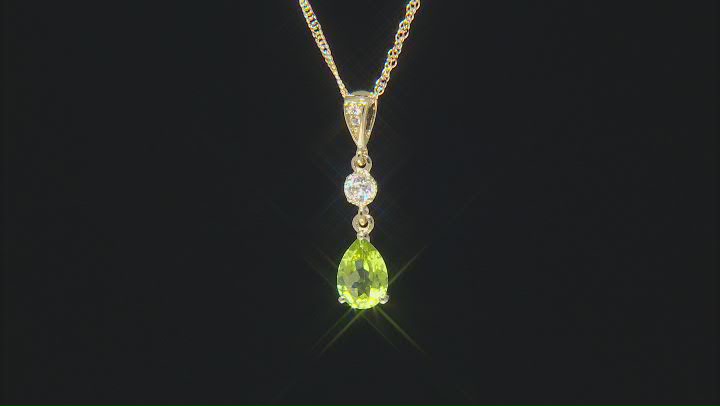 Green Peridot 10k Yellow Gold Pendant With Chain 0.69ctw Video Thumbnail