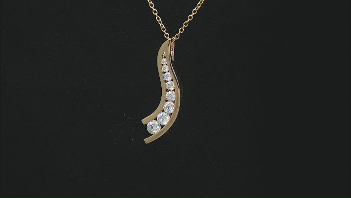 White Cubic Zirconia 18k Yellow Gold Over Silver "The Road Less Traveled" Pendant 1.79ctw Video Thumbnail
