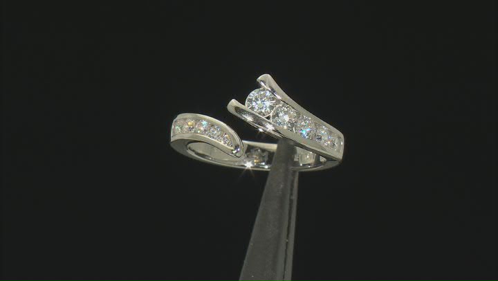 White Cubic Zirconia Platinum Over Silver "Road Less Traveled" Ring 1.32ctw Video Thumbnail