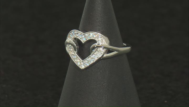 White Cubic Zirconia Platinum Over Silver "Heart Of Love" Ring 0.46ctw Video Thumbnail