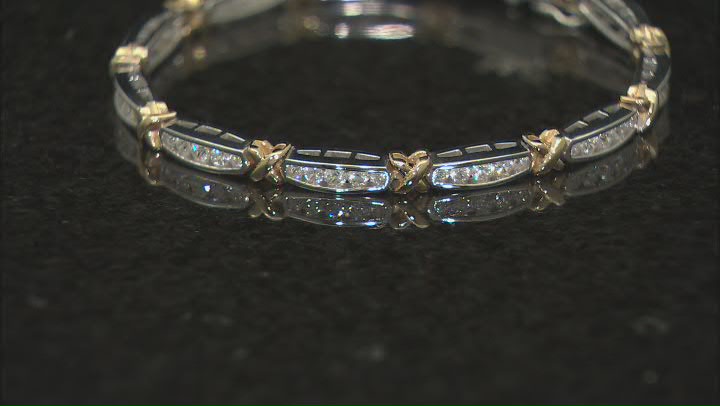 White Cubic Zirconia Platinum And 18k Yellow Gold Over Sterling Silver Tennis Bracelet 5.49ctw Video Thumbnail