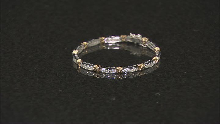 White Cubic Zirconia Platinum And 18k Yellow Gold Over Sterling Silver Tennis Bracelet 5.49ctw Video Thumbnail