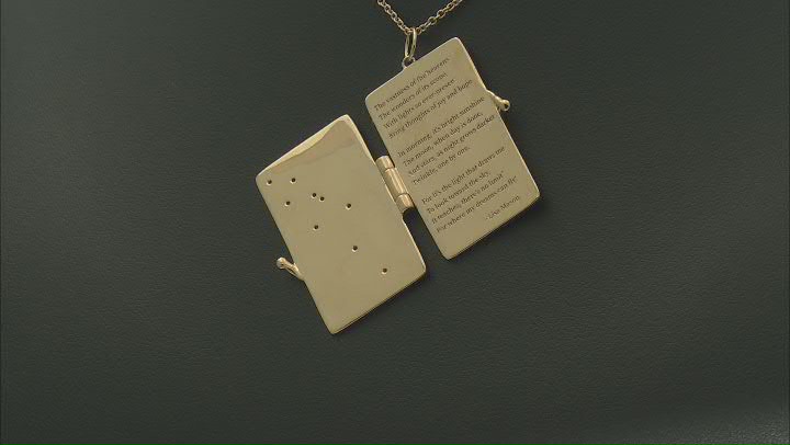 White Cubic Zirconia 18k Yellow Gold Over Sterling Silver Book Pendant 0.64ctw Video Thumbnail