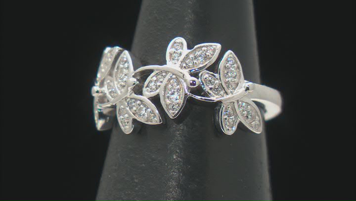 White Cubic Zirconia Over Silver Whimsy Collection Dragonfly Ring 0.44ctw Video Thumbnail